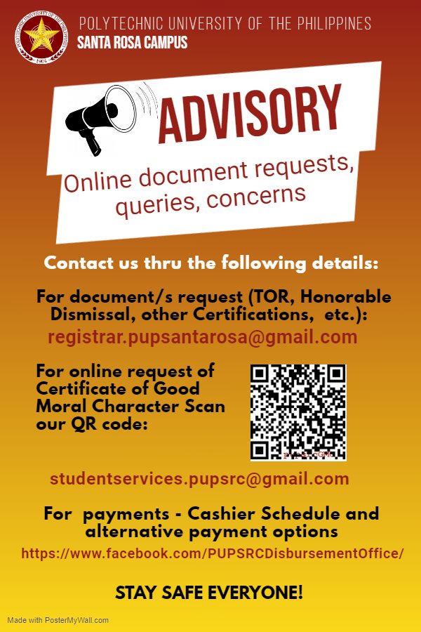 Advisory: Online Document Requests, Queries, Concerns,&nbsp;etc.